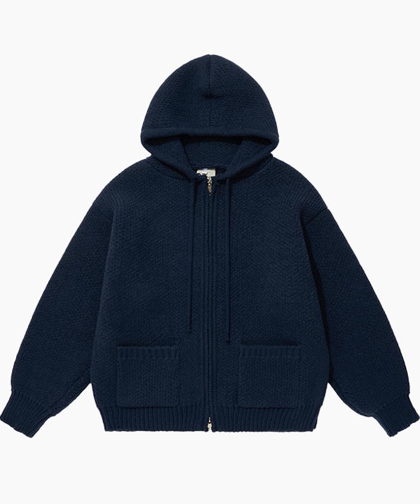 KKEEE Steady Cozy Knit Zip-Up Hoodie [Charcoal]