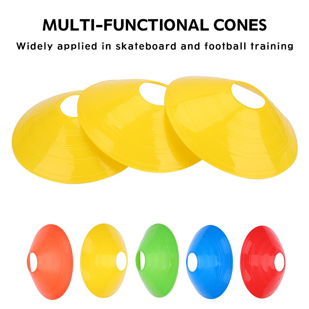 50Pcs Soccer Cones 7.5in Diameter 2in High Flexible PE Assorted Colors Round Base Disc Cones