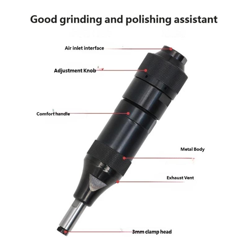 Aluminiumkörper Pneumatischer Luftschleifer Luftbetriebenes Schleifwerkzeug 3-mm-Spannzange Ideal für Autoreparaturen DIY-Projekte