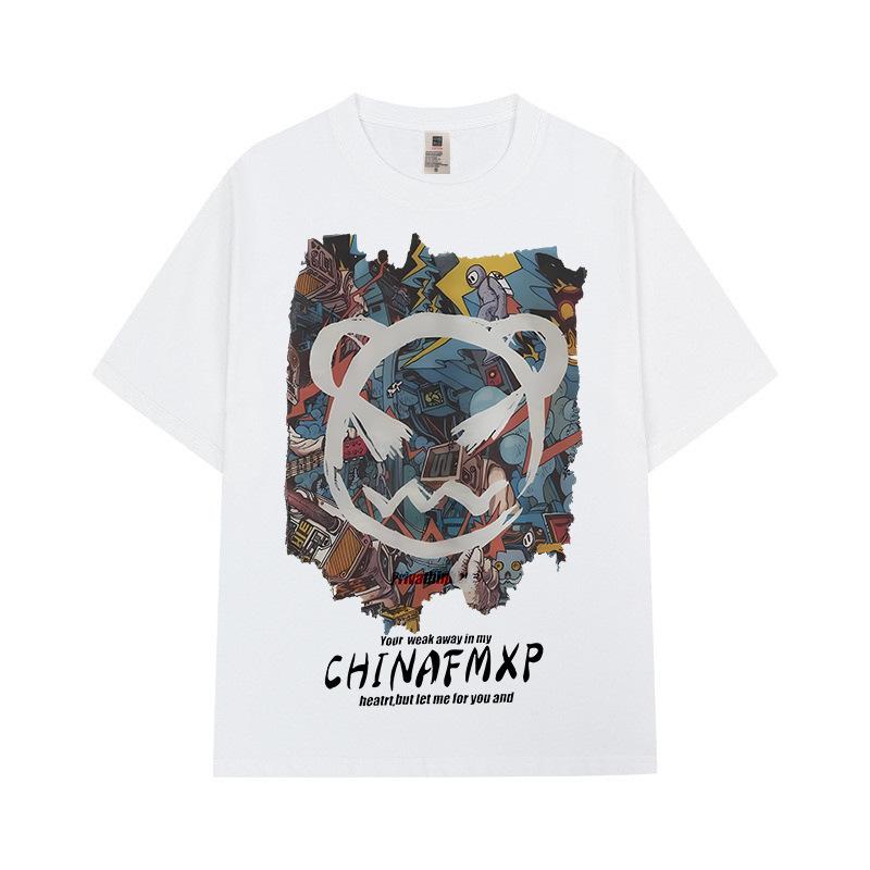 Fashion Street Grumpy Bear Printed Cotton Short Sleeve T-Shirt Men's and Women's Couple Cotton Tide Tops