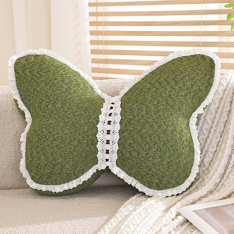 Yarn-dyed Chenille Plush Large Butterfly Pillow Solid Color Stitching Soft Cushion Sofa Decorative Pillow