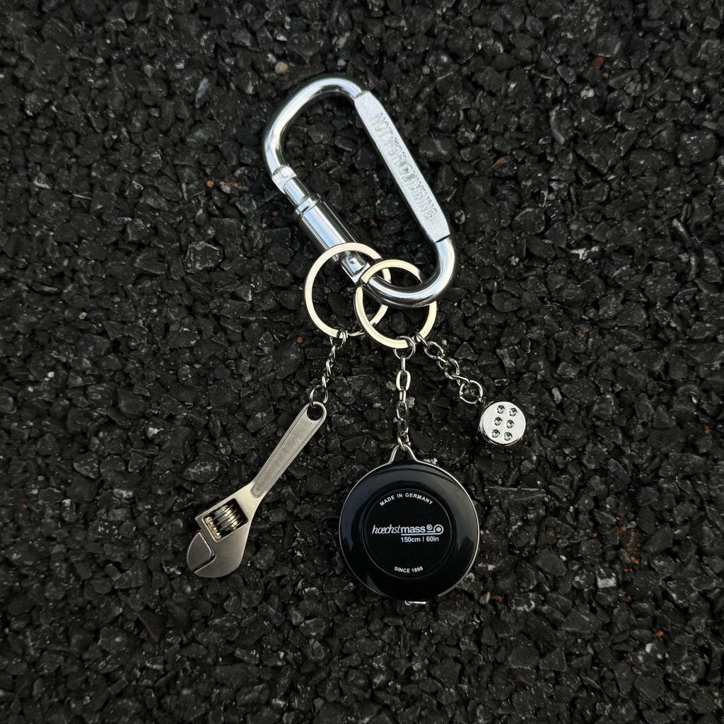 D-Ring Tape Measure Keychain: Trendy Waist Accessory with Wrench, Dice Pendant - A Unique Gift
