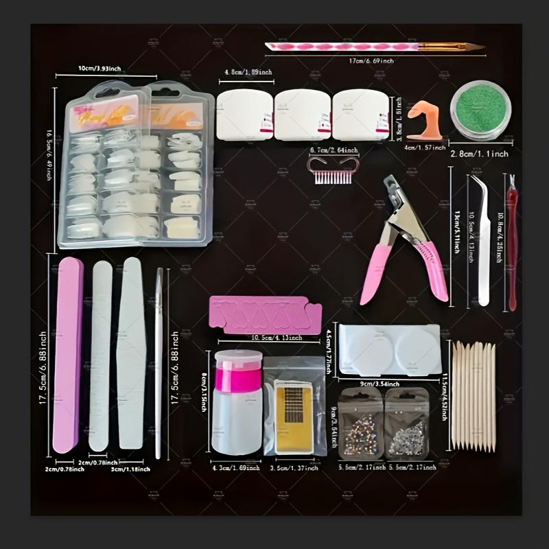 Beginner DIY Acrylic Powder Nail Art Tool Kit, 12 Color Glitter, Straight Nail Clipper, Nail Tips, Pump Bottle, Extension Forms