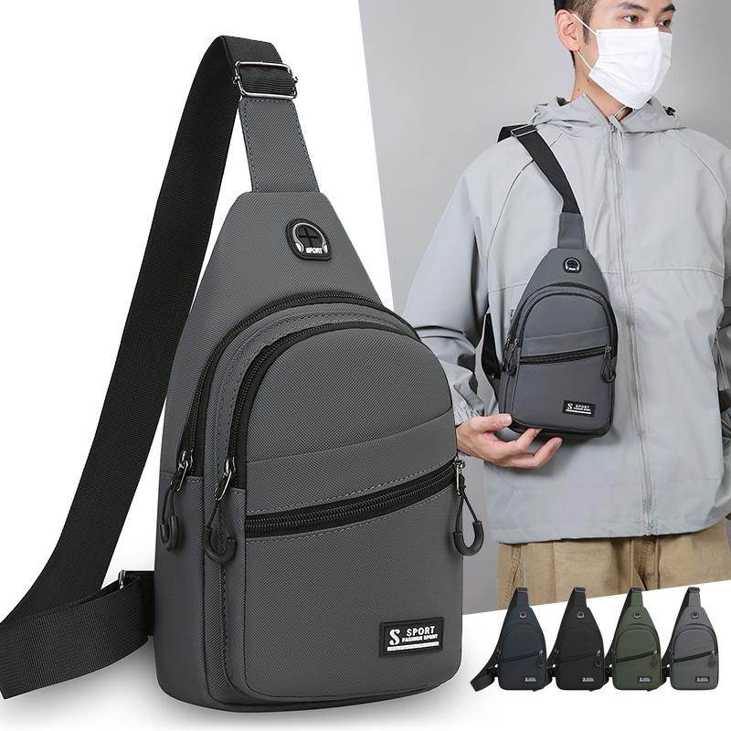 Borsa pettorale in nylon impermeabile - Zaino a tracolla Sling da uomo, Borsa a tracolla compatta, Zaino da viaggio e per escursionismo all'aperto