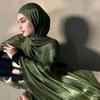 Women Turban Large Size Crepe Fabric Breathable Long Scarf Satin Soft Sheen Headscarf