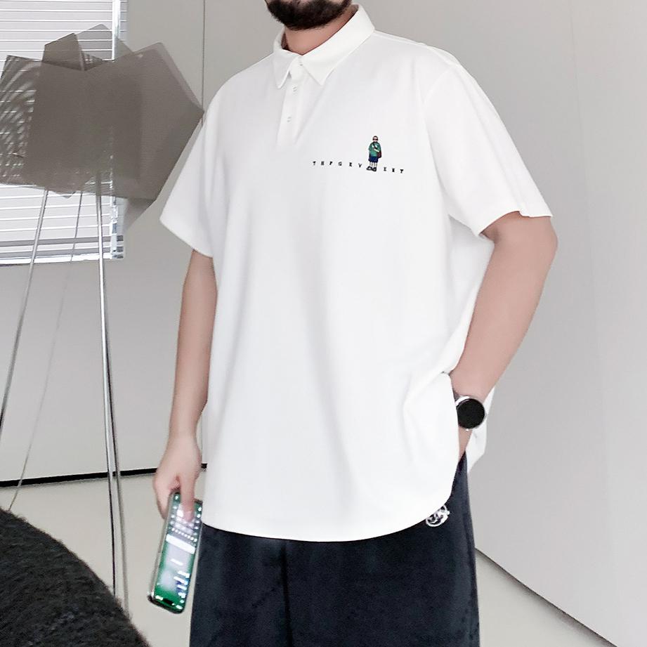 Premium sense of fashion versatile wicking soft quality breathable men's loose Polo shirt wrinkle casual sports short-sleeved neck shirt
