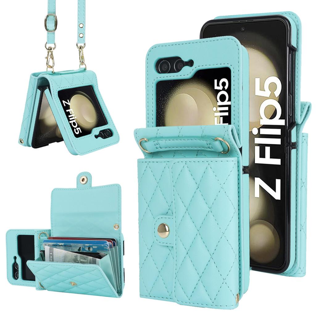 Applicable to Samsung Zflip5 Xiaoxiangfeng Rhombus messenger wallet mobile phone case zflip4 niche all-inclusive anti-drop case