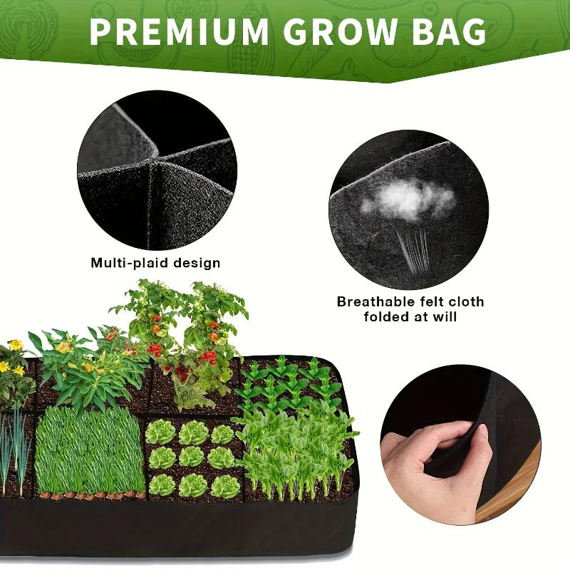 8 Grids Macetas Para Plantas Bag For Potato Garden Felt Grow Bag Rectangle Planting Nursery Pot Vegetable Tomato Planting
