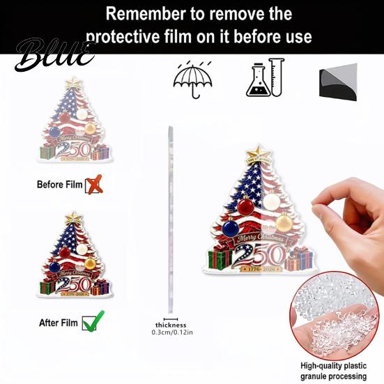 Decorative Door Window Hanging Decoration Ornament 2D Anniversary Christmas Ornaments 250th Acrylic Tree 1776-2026 Waterproof
