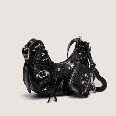 2024 Punk Rivet Tassel Motorcycle Shoulder Bag