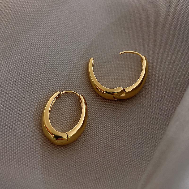 Chic American European Style Oval Earrings For Women Gold Plated Alloy Fashion Statement