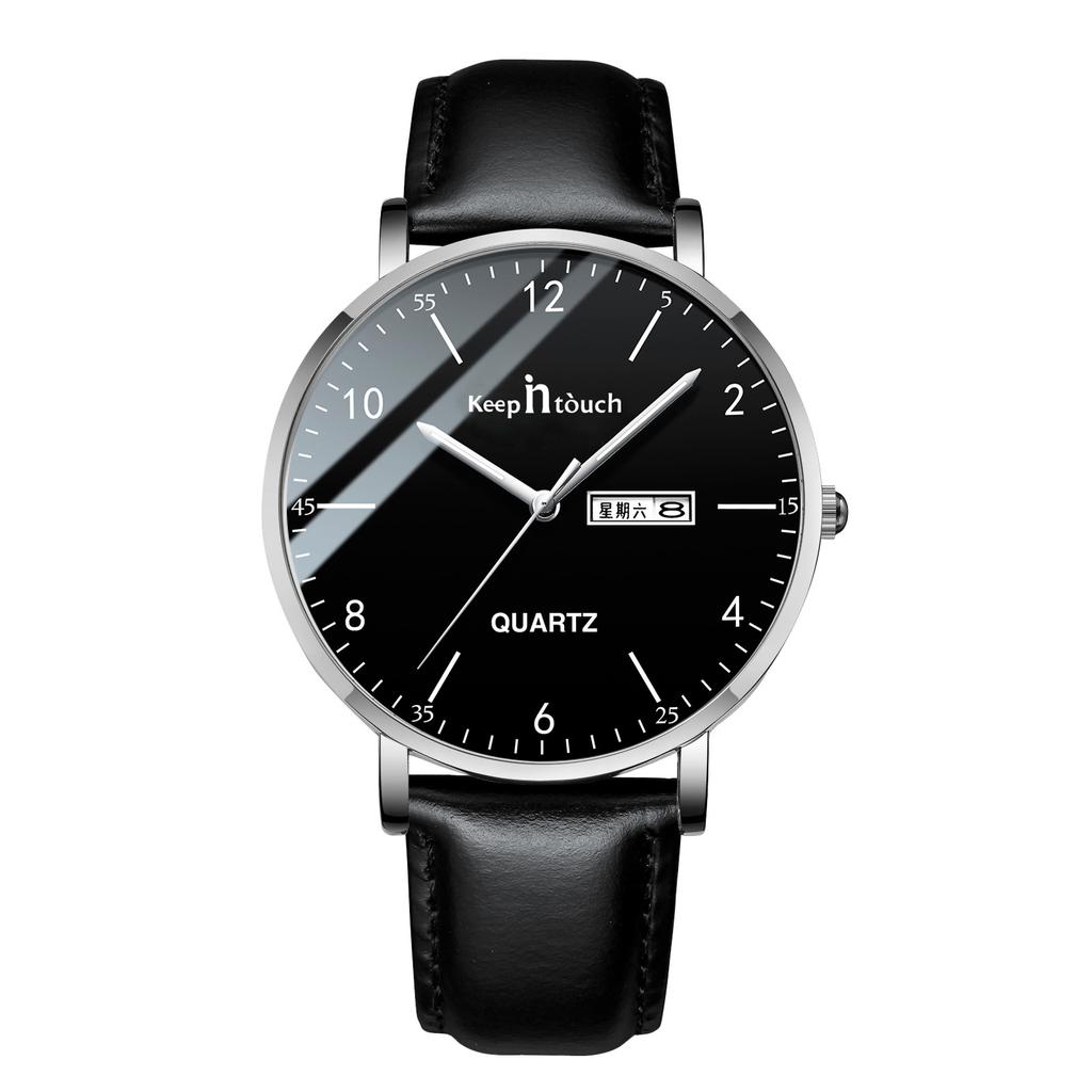 Silent Ultra-thin Men's Watch for Junior and High School Exams Men's Luminous Waterproof Quartz Watch for Young and High School Students