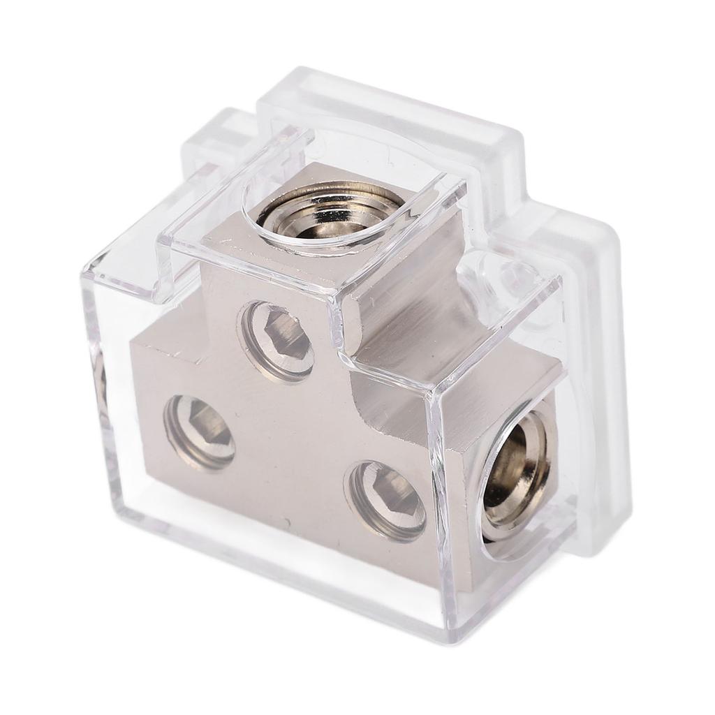 2 Way Power Distribution Block Zinc Alloy Distribution Connecting Block With Plastic Cover for Car Audio