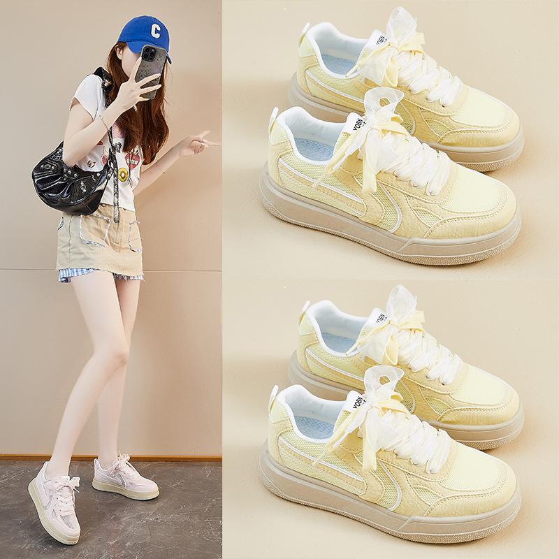 Summer Mesh White Shoes New Style of Female Students Breathable Height-enhancing Casual Shoes