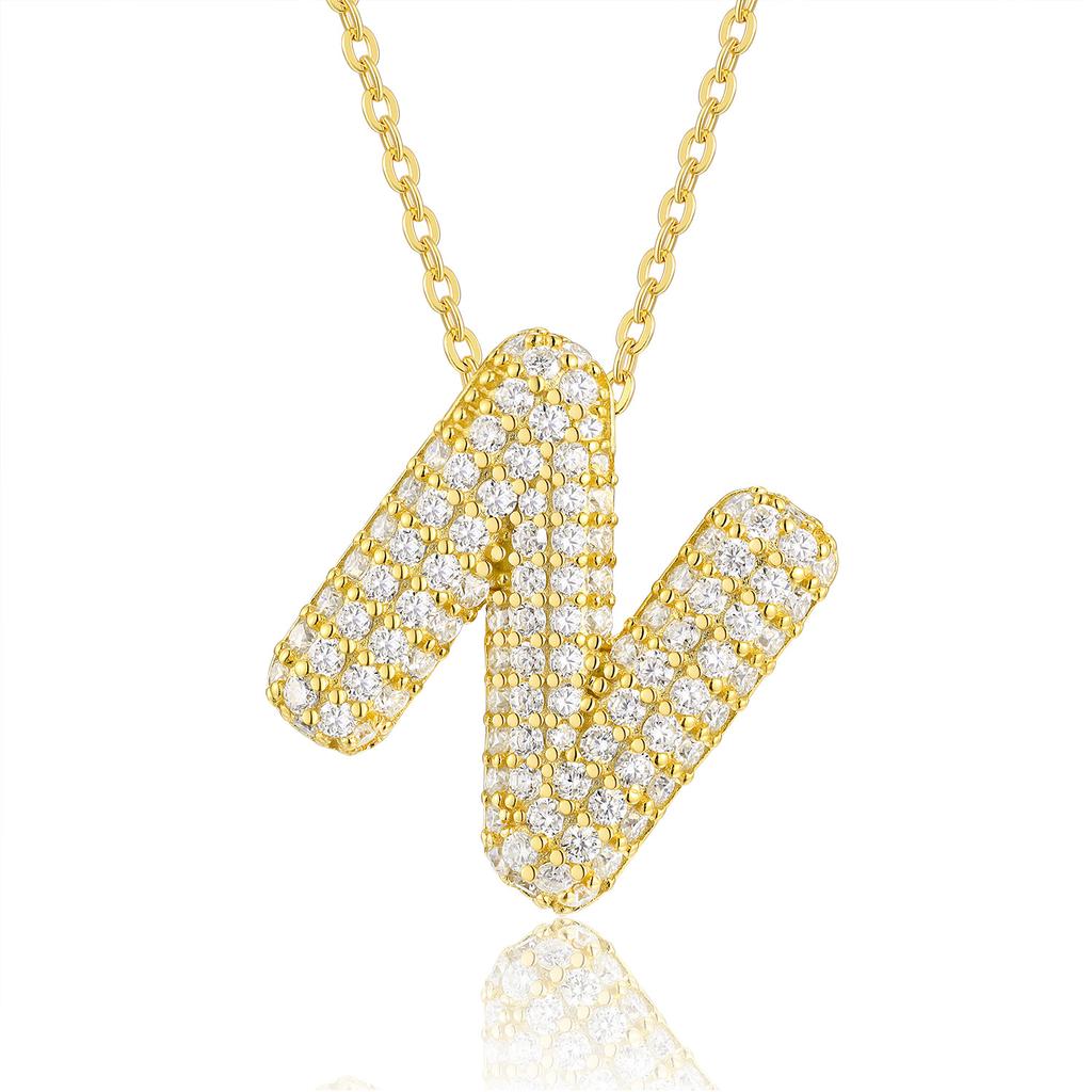 Letter Pendant Necklace 925 Silver Plated 18K Gold Collarbone Chain Fashionable Versatile Moissanite Chain