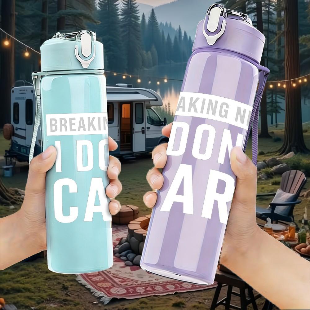 1PC Breaking News I Dont Care 750ml Color Plastic Sports Water Bottle Leakproof Flip Straw Lid Suitable for Sports Office Home Use