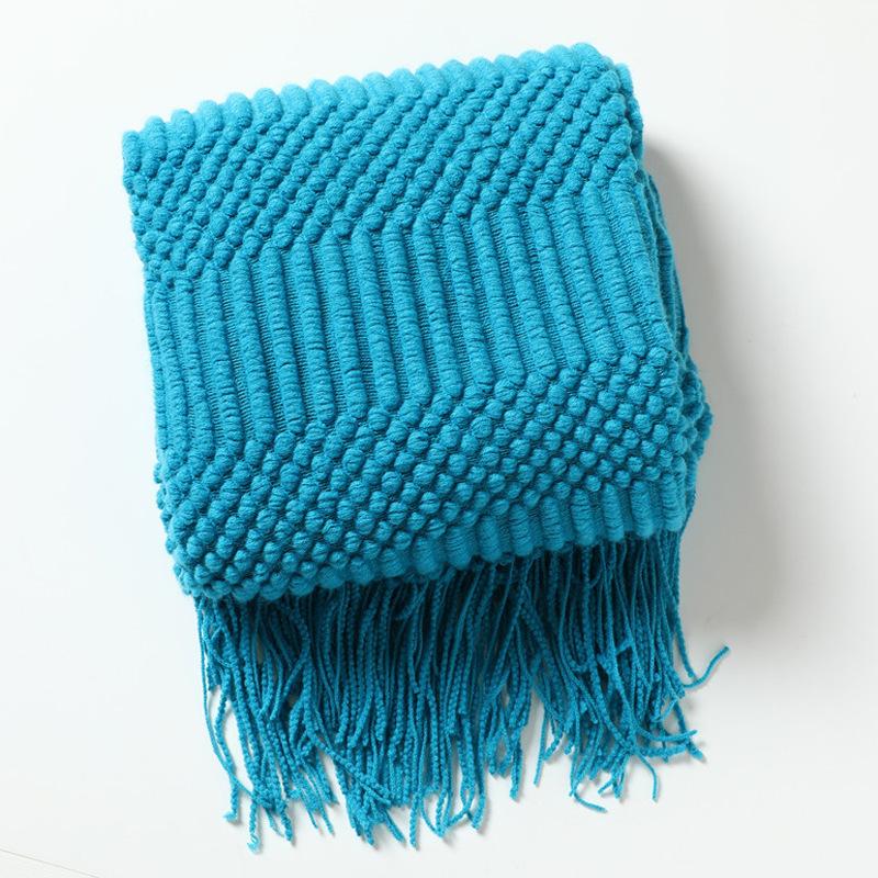Sofa throw blanket, hotel air conditioning blanket, solid color knitted blanket, homestay bed end decorative blanket, versatile bed cover with
