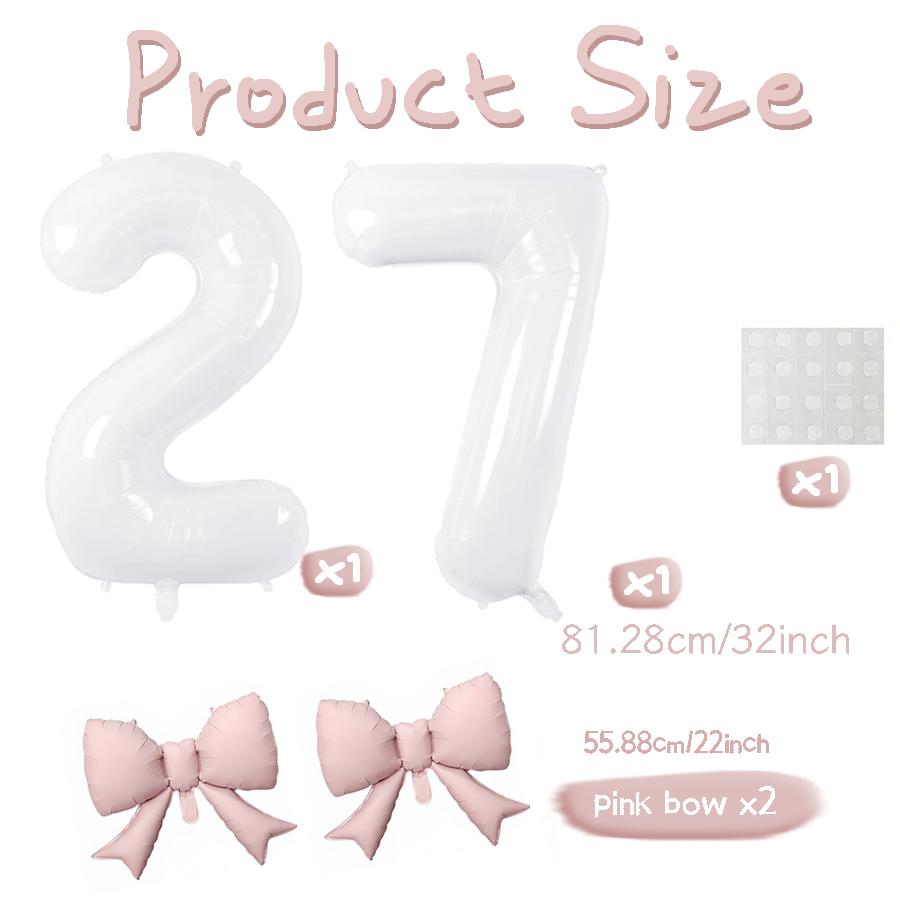 Number balloon set baby pink bow balloon ,white and pink balloon birthday proposal, weddingballoon decoration