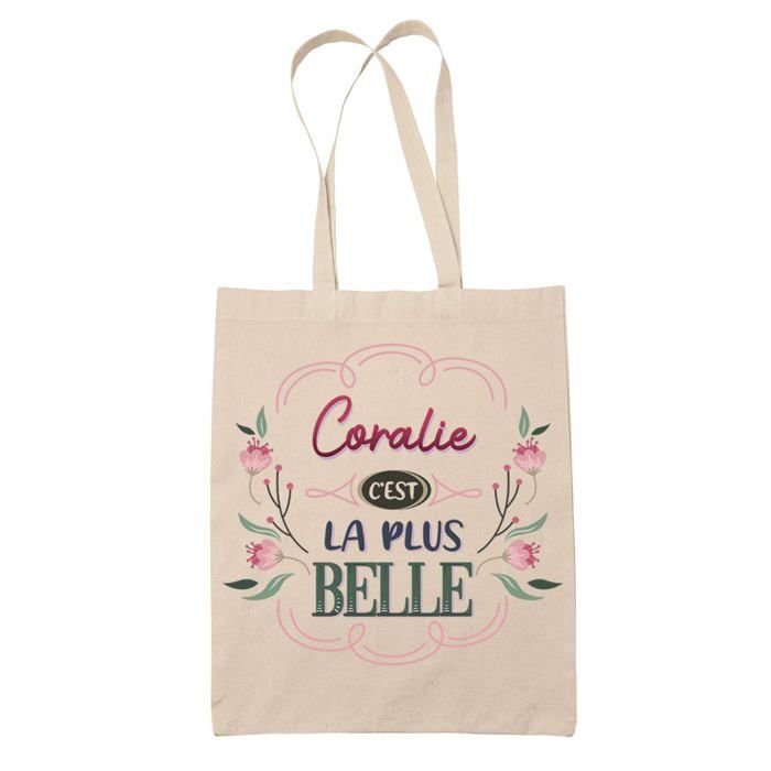 Sac cabas - PLANETEE - Coralie la plus belle - Jute naturel - Design imprimé en France - Anses solides