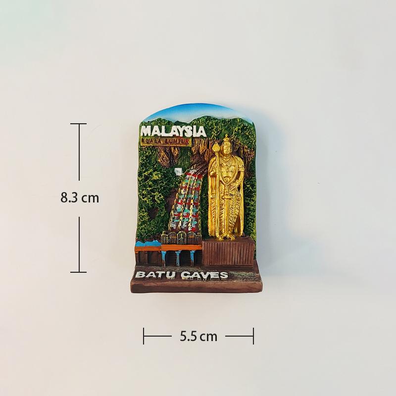 Malaysia Kuala Lumpur Baru Cave 3D Stereoscopic Tourism Souvenirs Resin Painting Decoration Home Refrigerator Magnets