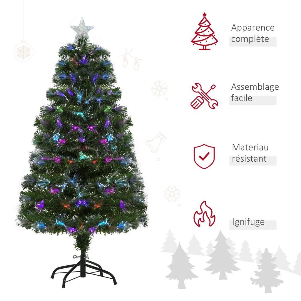 Artificial Christmas Tree Light-Up Christmas Tree 120cm Fiber Optic Christmas Decor Color-Changing Light 130 LED Green
