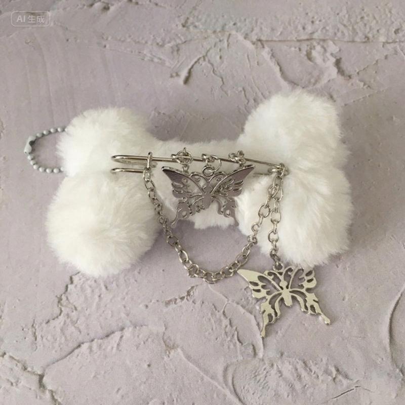 Plush Bone Butterfly Keyring Cute Plush Accessory User Friendly Material Compact Size Ideal For Backpack Keys Charm