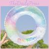 Colorful Rainbow Glitter Inflatable Baby Swim Ring Children Toy Cartoon Design