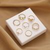 Pearl Ring, Fashionable Shell With Diamonds, Quadrilateral Thick Chain Combination 7-Piece Set For Women