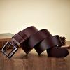 4.3Cm Wide Thick Real Cowskin Genuine Leather Belt For Men High Quality Casual Male Belt Double Pin Buckle Cowboy Business Strap