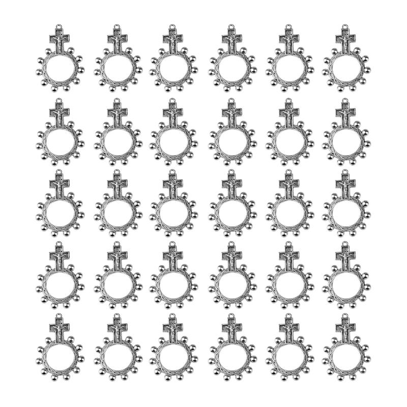 

Devotional Finger Rings Rosaries 30Pcs Silver Metal Crucifix Rings For Spiritual Practices & Favor Christian Gift 1