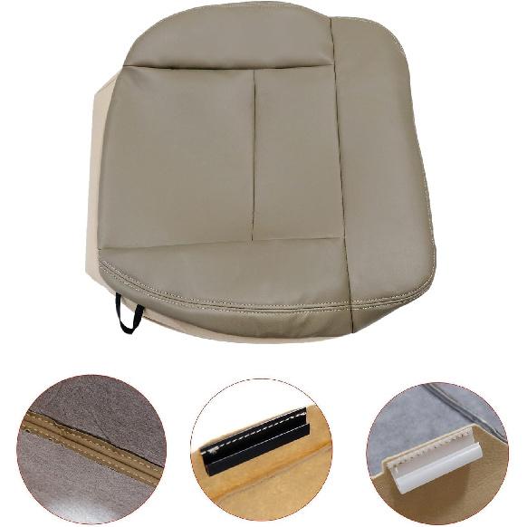 Front Left Driver Side Bottom Seat Cover Replacement Leather Beige Tan Compatible with Ford F150 Lariat XL XLT 2004 2005 2006 2007 2008