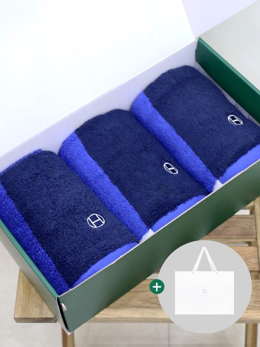 Songwol Towel 1 Percentage Ocean Grid 250g 40 Count Mini Bath Towel 3P Ocean Grid