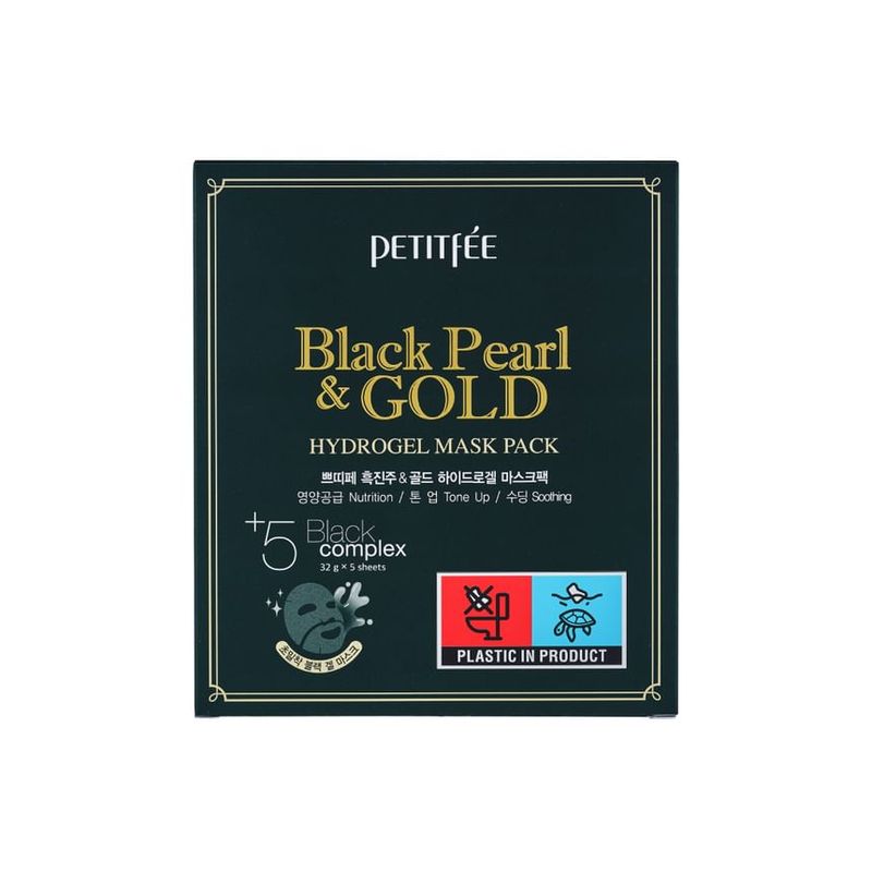 PETITFEE - Black Pearl & Gold Hydrogel Mask Pack 5pcs