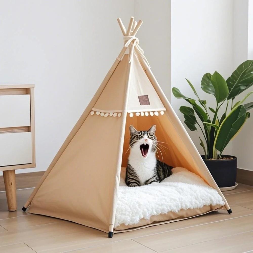 with Thick Cushion Dog Tent Bed Thick Cushion Pet Tent Kennel Cat Teepee Tent  For Cats/Dogs