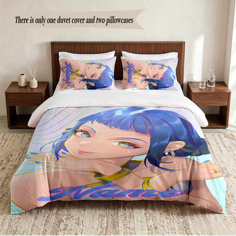 Zoey Personalized Custom Name 3‑Piece Bedding Set Soft Duvet Cover Set For Bedroom Home Decor
