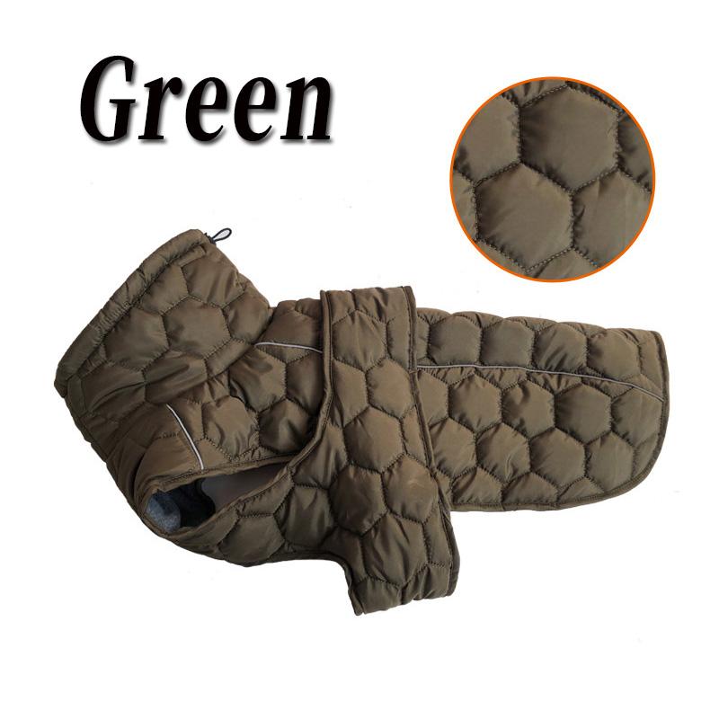

Warm Dog Clothes Turtleneck Winter Whippet Greyhound Parka Clothing Thick Reflective Snowsuit Coat Pet Jacket for Large Breed S зелений