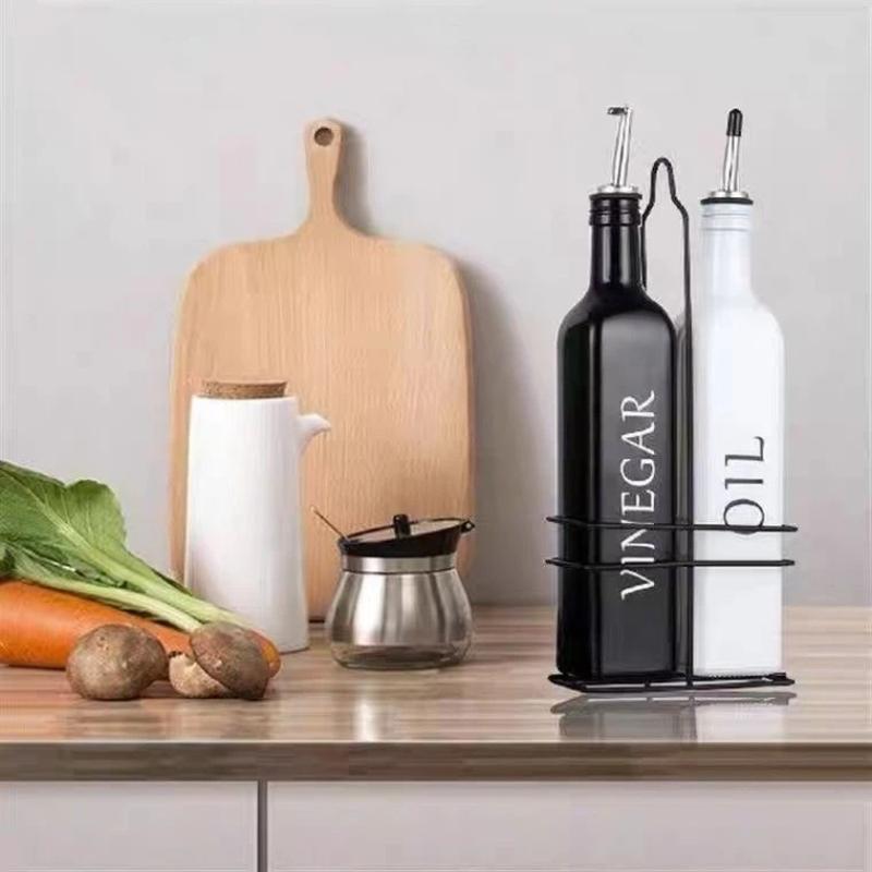 Nordic INS Style Black and White Oil & Vinegar Bottle Set – Minimalist Kitchen Seasoning Jars