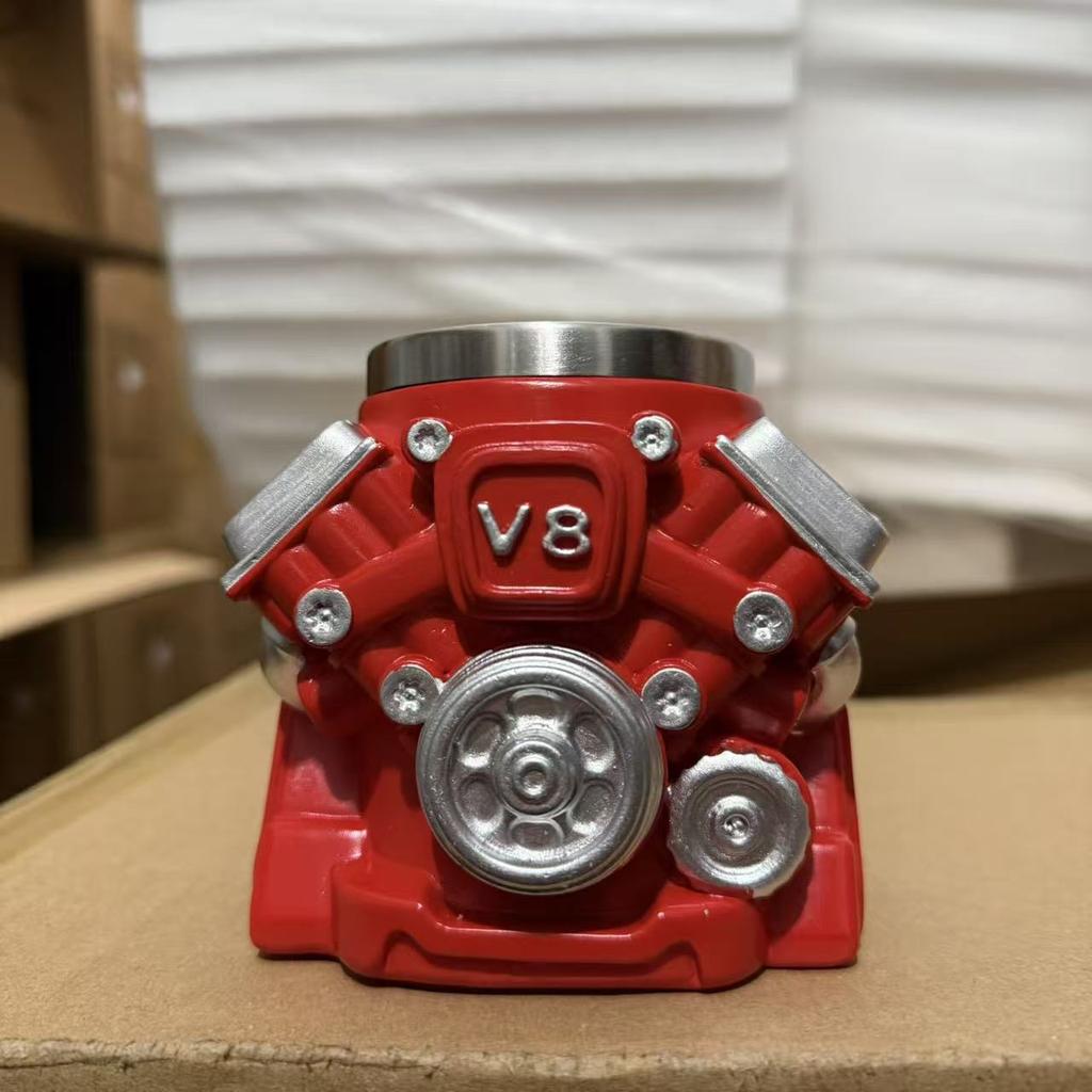 Taza 3D de Acero Inoxidable con Motor V8Taza de Resina con Motor V8