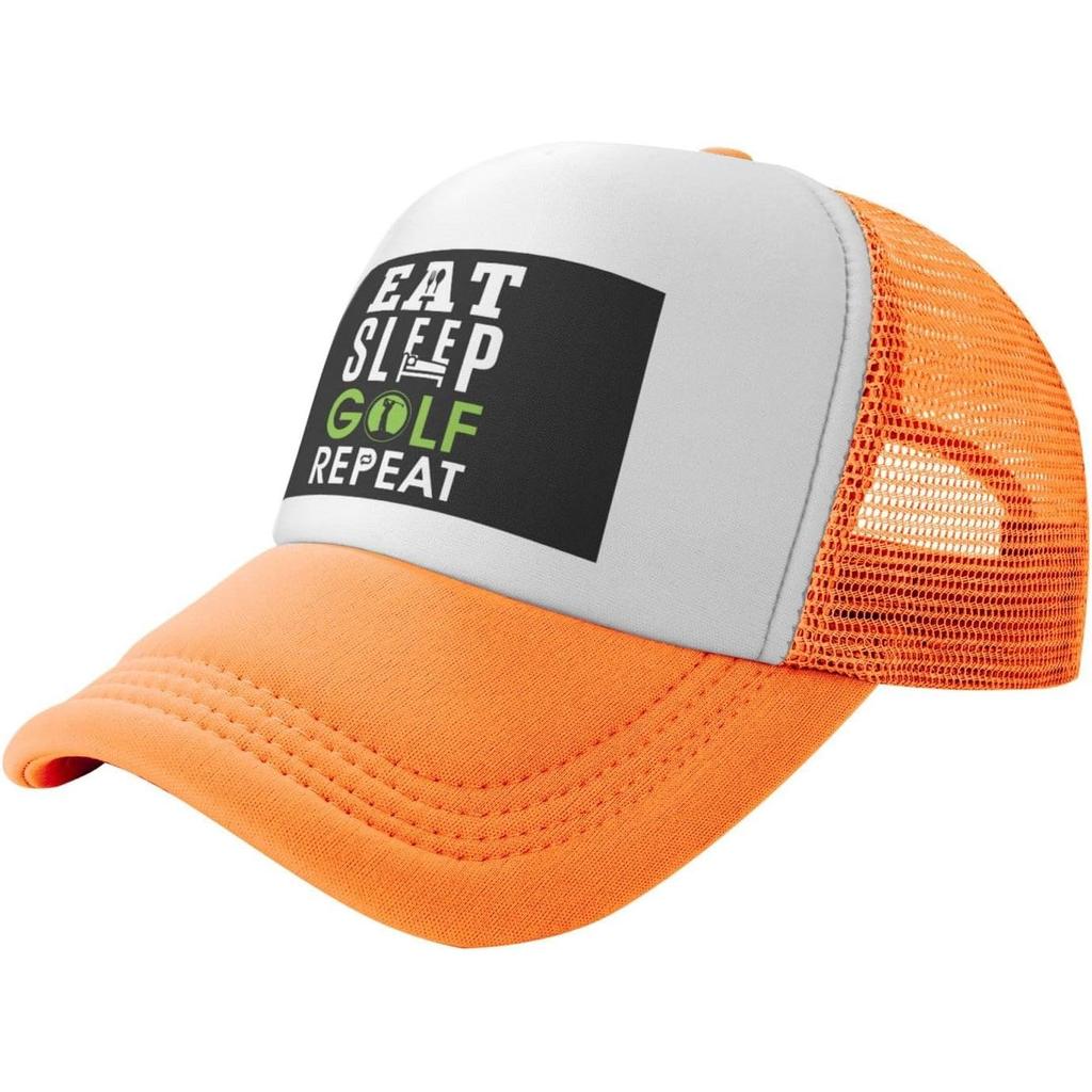 Eat Sleep Golf Repeat Trucker Hat Unisex Mesh Baseball Cap Breathable Adjustable Outdoors