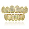 Herren Hip Hop Goldzähne Grillz Ober- & Unterkiefer Iced Out Grillz Zahn Cubic Zirkonia Zahnspangen Zirkonia Vampirzähne Grillz