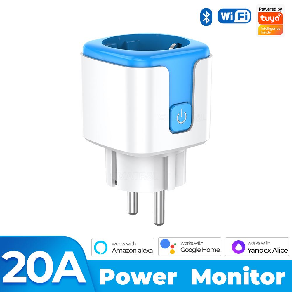 20a/16a Tuya Wifi Eu Smart Plug Outlet 220v Power Monitor Wireless Socket Remote Timer Electrical Control For Google Home Alexa