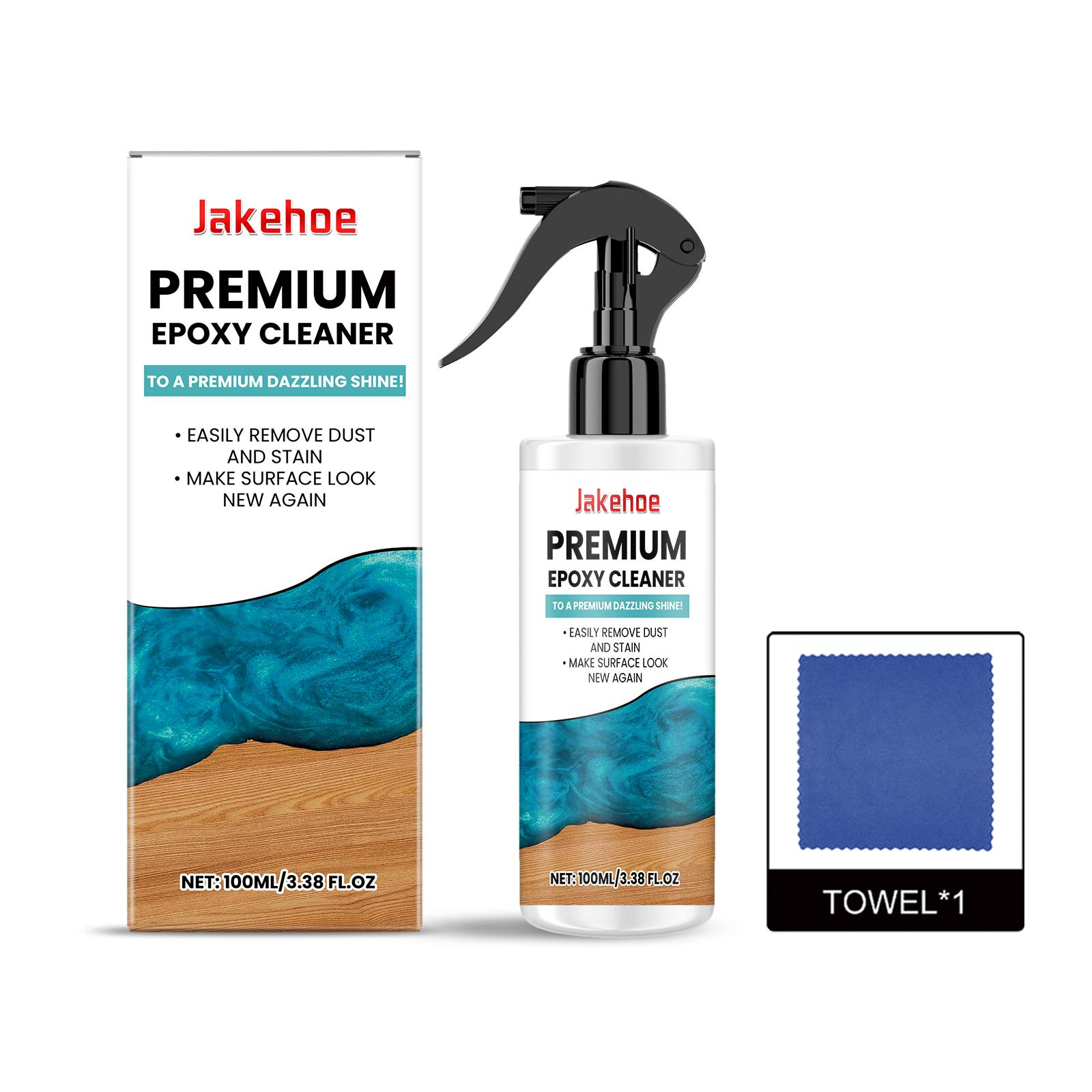 Jakehoe Premium Epoxy Cleaner Spray Quick Decontamination Universal Cleaner Restore High Gloss Epoxy Polish Kit with Towel 100ml 100ml