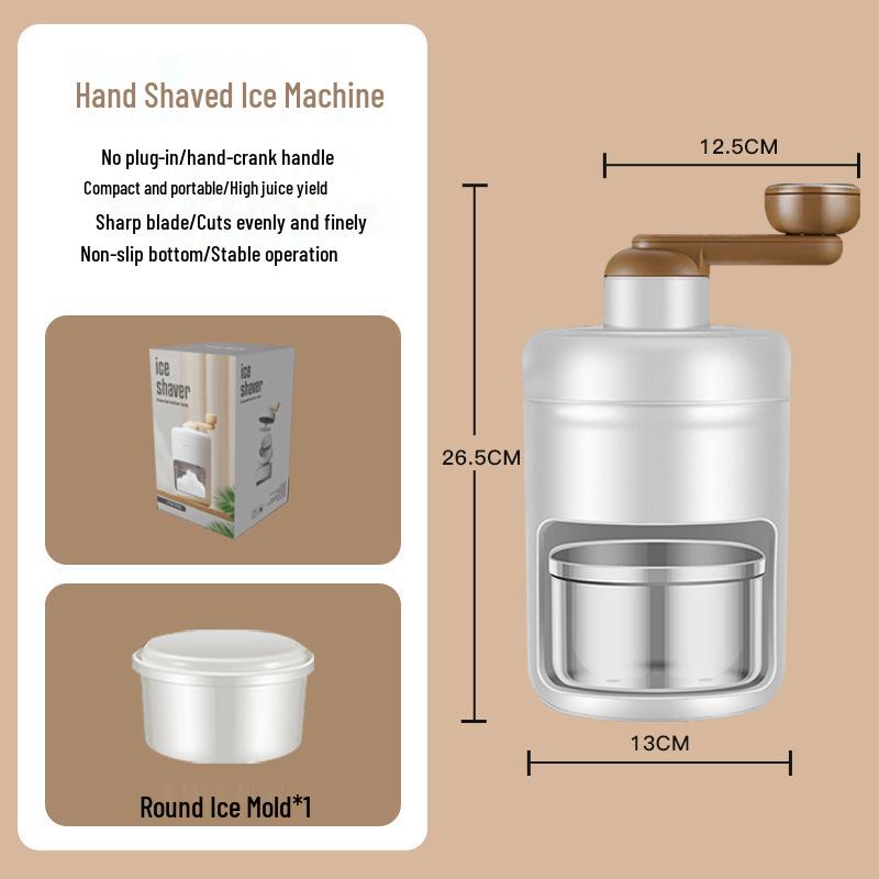 Manual Hand-Crank Ice Shaver & Slushie Maker - DIY Ice Crusher for Milkshakes & Shaved Ice