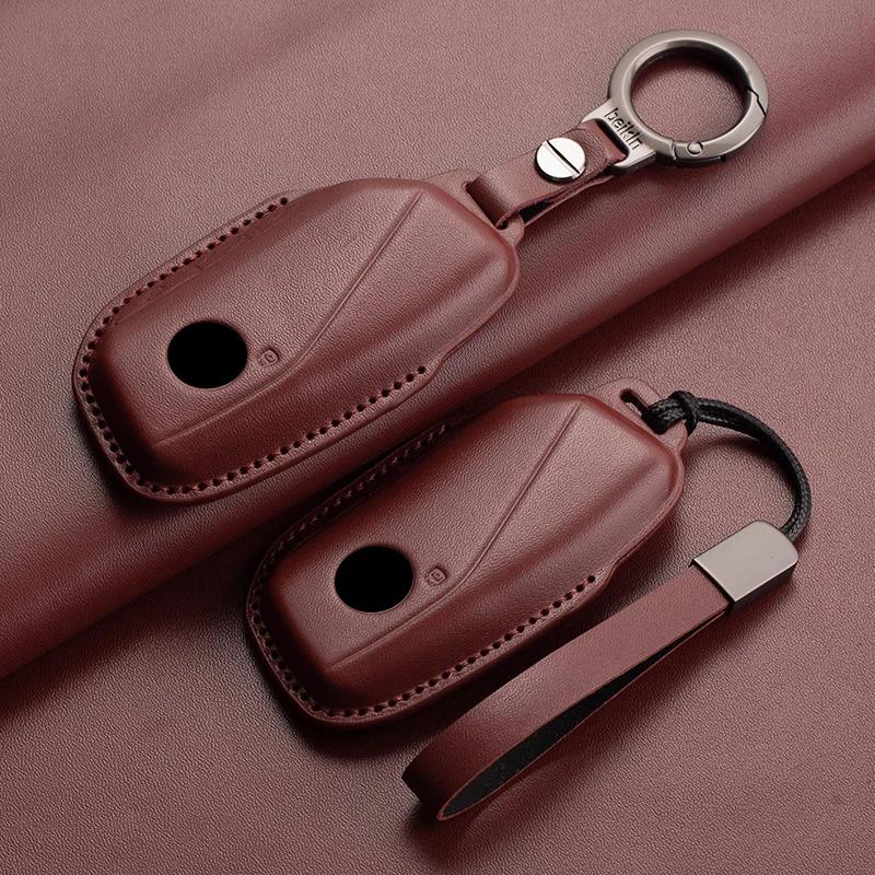 Genuine Leather Auto Smart Key Fob Cover Case Housing Fit For Bmw I7 X7 G07 Lci Ix I20 X1 U11 7 Series G70 G09 Xm U06 G81 M3 Keyless Protector