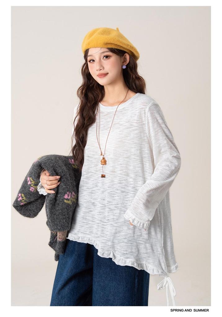Retro Floral Jacquard Round Neck Knit Cardigan - Women's Autumn/Winter Loose Fit Long Sleeve Sweater
