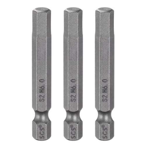 uxcell H6 Hex Bits, 6mm, 3-Piece Set, Hex Shank, Single-Head, Magnetic, for Electric Screwdrivers, 50mm Long, S2 Steel, for Electrical Construction, D