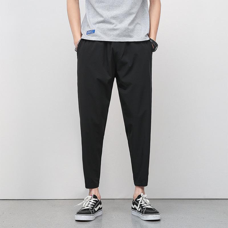 

Нейлоновые четырехсторонние пулевидные брюки средней и молодой возрастной группы из ледяного шелка, длиной девять очков, повседневные, для мужчин, свободные в ногах, летние тонкие быстросохнущие спортивные брюки M