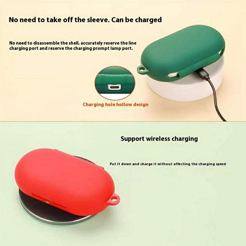 For QCY Crossky R70 Silicone Case Wireless Earphones Protective Cover with Anti-Lost Buckle