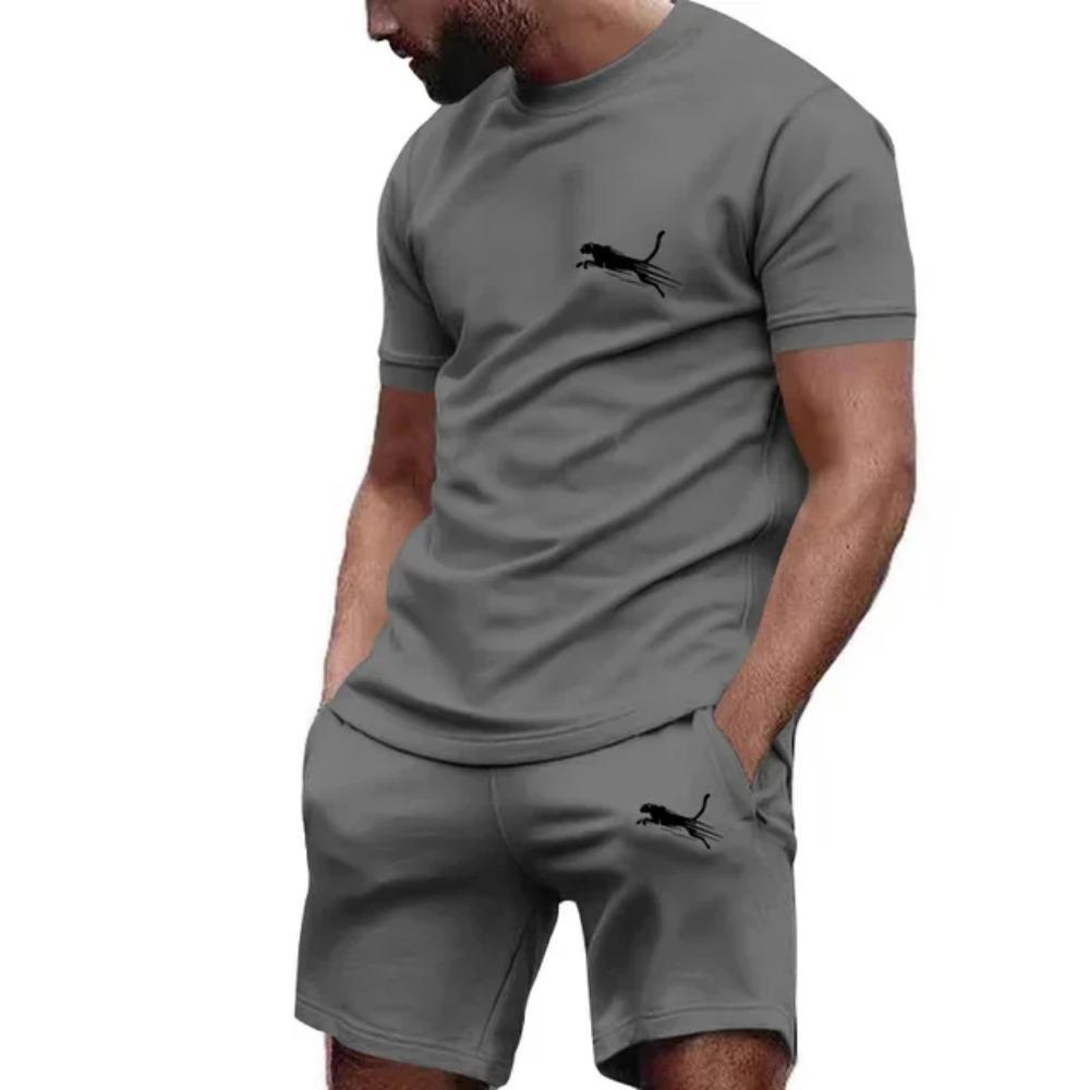 Zomerpak Sportkleding Heren Fitnesspak Sportpak T-shirt met Korte Mouwen + Korte Broek Sneldrogend 2-delige Sets