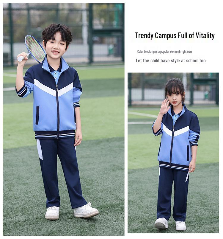 Primary School Spring/Autumn Sportswear: 3-Piece POLO Set with Summer Short Sleeve Garden/Class Uniforms